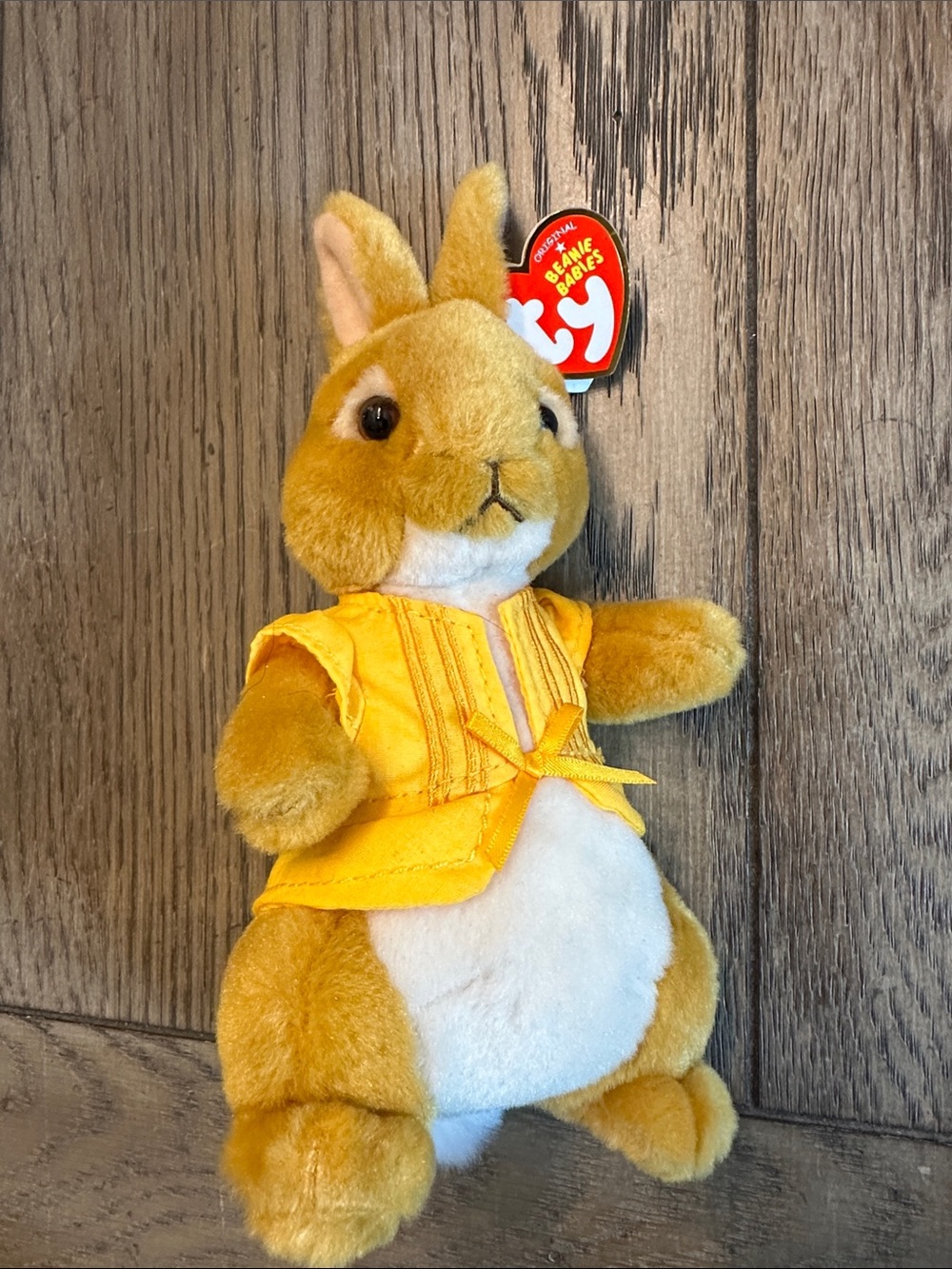 Ty Beanie Babies Mopsy Bunny Plush Peter Rabbit Movie Collection Yellow Coat NWT